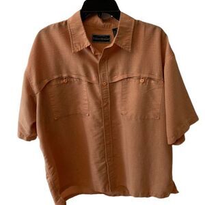 Field & Stream Mens XL Orange Plaid Short Sleeve Button Down Shirt